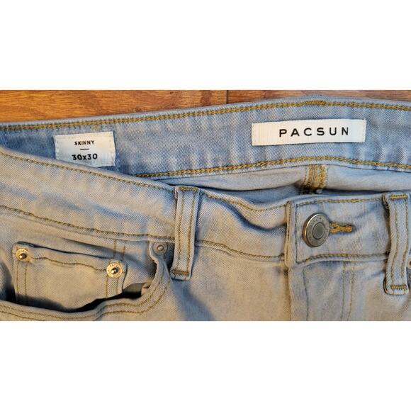PACSUN Jeans Womens 30 x 30 Blue Denim Stretch Stretch Skinny Preppy Light Wash - Picture 11 of 12